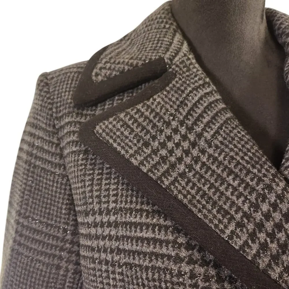 KATE SPADE NWT Sparkle Houndstooth Wool Blend Peacoat, Size Small